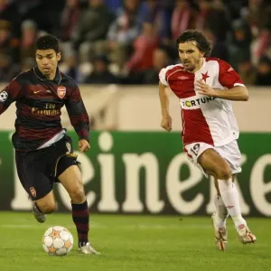 Eduardo (Arsenal) Mickael Tavares and Matej Krajcik (Slavia Prague)