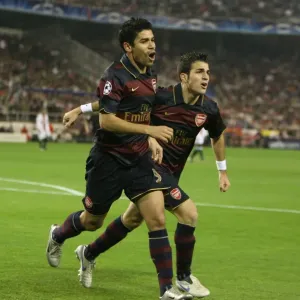 Eduardo celebrates scoring the Arsenal goal with Cesc Fabregas Eduardo celebrates scoring the Arsenal goal with Cesc Fabregas
