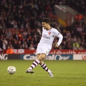 Eduardo scores his and Arsenals 2nd as Chris Morgan (Sheff) chases back Eduardo scores his and Arsenals 2nd as Chris Morgan (Sheff) chases back
