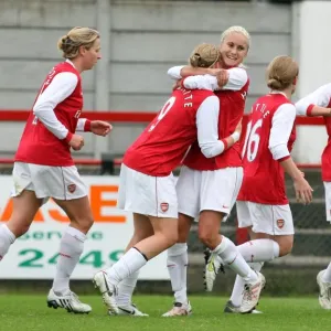 Ellen White celebrates scoring a goal for Arenal with Steph Houghton. Arsenal Ladies 9 Ellen White celebrates scoring a goal for Arenal with Steph Houghton. Arsenal Ladies 9