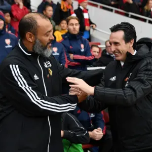 Le salut de pré-match d'Emery et Nuno : Arsenal contre les Wolverhampton Wanderers ( Premier League , 2019 - 20 )