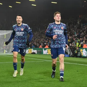 Emile Smith Rowe and Gabriel Martinelli Celebrate Arsenal's Four-Goal Lead over Leeds United Emile Smith Rowe and Gabriel Martinelli Celebrate Arsenal's Four-Goal Lead over Leeds United