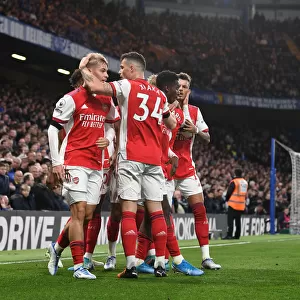 Emile Smith Rowe and Granit Xhaka Celebrate Arsenal's Goals Against Chelsea in the 2021-22 Premier League