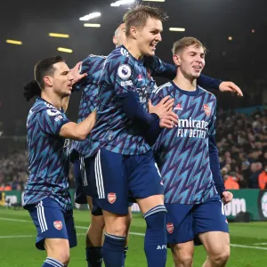 Emile Smith Rowe and Martin Odegaard Celebrate Arsenal's Four-Goal Lead Over Leeds United Emile Smith Rowe and Martin Odegaard Celebrate Arsenal's Four-Goal Lead Over Leeds United