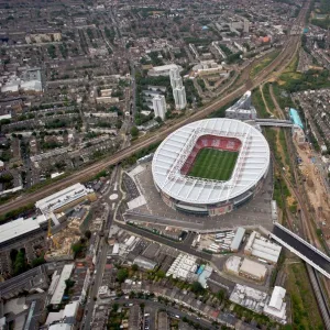 Emirates Stadium and Highbury photographed from the a helicopter during the match