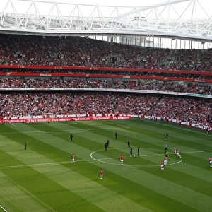 Emirates Stadium, Manchester City kick off at the start of the match. Arsenal 0