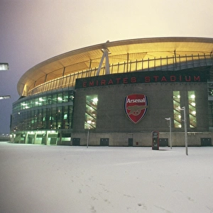 Emirates Stadium in the snow