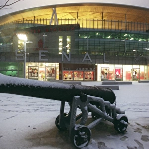Emirates Stadium in the snow