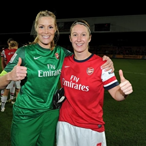 Emma Byrne and Ciara Grant (Arsenal) celebrates after the match. Arsenal Ladies 1: 0 Birmingham City