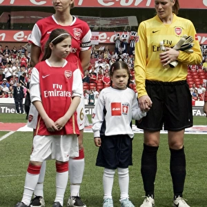 Emma Byrne and Faye White with the mascots