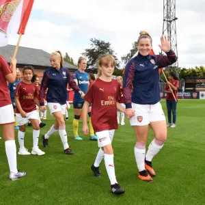 Emma Mitchell of Arsenal: Pre-Match Moment at Arsenal Women vs West Ham United Women