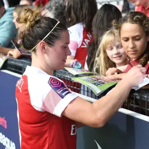 Emma Mitchell Signs for Fans after Arsenal Women's Continental Cup Match vs West Ham United Women
