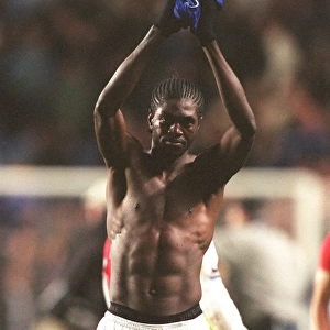 Emmanuel Adebayor (Arsenal) claps the fans at the end of the match