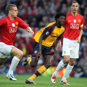 Emmanuel Adebayor (Arsenal) Nemanja Vidic and Rio Ferdinand (Man Utd)