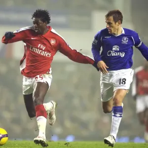 Emmanuel Adebayor (Arsenal) Phill Neville (Everton) Emmanuel Adebayor (Arsenal) Phill Neville (Everton)
