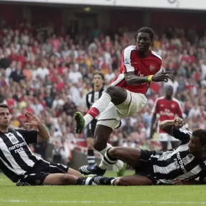 Emmanuel Adebayor (Arsenal) Steven Taylor and Habib Beye (Newcastle) Emmanuel Adebayor (Arsenal) Steven Taylor and Habib Beye (Newcastle)