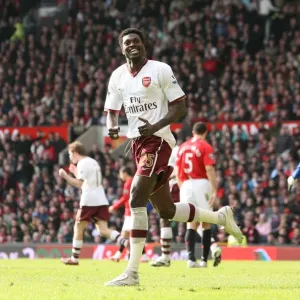 Emmanuel Adebayor celebrates scoring the Arsenal goal Emmanuel Adebayor celebrates scoring the Arsenal goal