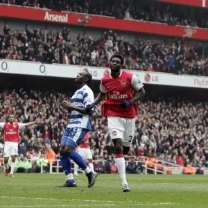 Emmanuel Adebayor celebrates scoring Arsenals 1st goal