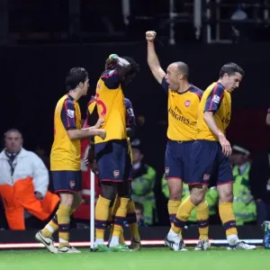 Emmanuel Adebayor celebrates scoring Arsenals 2nd Emmanuel Adebayor celebrates scoring Arsenals 2nd
