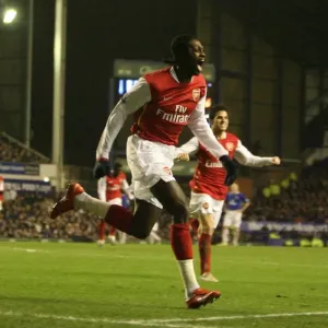 Emmanuel Adebayor celebrates scoring Arsenals 3rd goal Emmanuel Adebayor celebrates scoring Arsenals 3rd goal