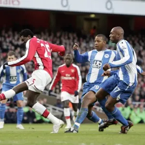 Emmanuel Adebayor scores Arsenals goal under pressure Emmanuel Adebayor scores Arsenals goal under pressure