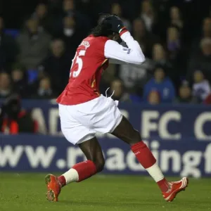 Emmanuel Adebayor watches as his shot hits the post Emmanuel Adebayor watches as his shot hits the post