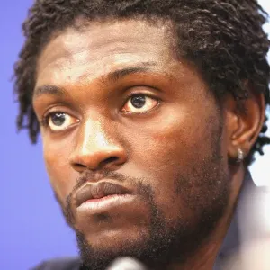 Emmanuel Adebayor's Pre-Match Press Conference Ahead of Arsenal's UEFA Champions League Clash with Dynamo Kiev, Valeri Lobanovski Stadium, Kiev, 16th September 2008