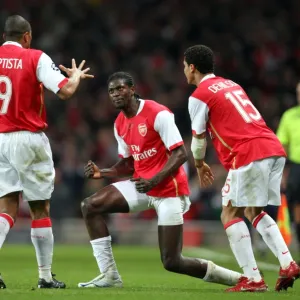 Emmanuel Adebyor celebrates Arsenals goal