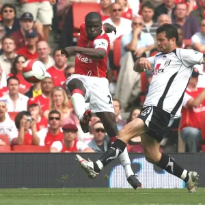 Emmanuel Eboue (Arsenal) Tomaz Radzinski (Fulham) Emmanuel Eboue (Arsenal) Tomaz Radzinski (Fulham)