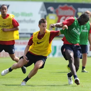 Emmanuel Frimpong and Laurent Koscielny (Arsenal). Arsenal Training Camp Emmanuel Frimpong and Laurent Koscielny (Arsenal). Arsenal Training Camp