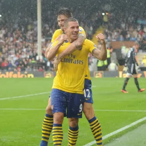 Euphoria Unleashed: Podolski and Giroud's Triumphant Moment as Arsenal Scores the Third Goal Against Fulham (2013-14) Euphoria Unleashed: Podolski and Giroud's Triumphant Moment as Arsenal Scores the Third Goal Against Fulham (2013-14)