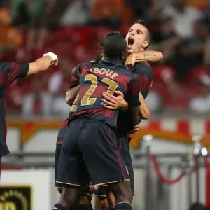 Euphoria Unleashed: Van Persie's Historic Goal Celebration with Eboue, Eduardo, and Flamini (Arsenal 1-0 Ajax, 2007) Euphoria Unleashed: Van Persie's Historic Goal Celebration with Eboue, Eduardo, and Flamini (Arsenal 1-0 Ajax, 2007)
