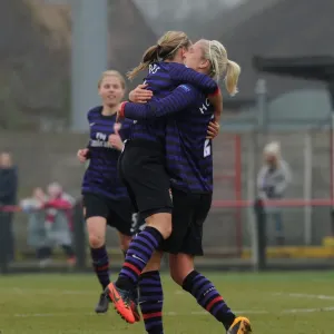 Euphoric Goal Celebration: Jordan Nobbs and Steph Houghton of Arsenal Ladies FC in UEFA Women's Champions League Quarterfinals Euphoric Goal Celebration: Jordan Nobbs and Steph Houghton of Arsenal Ladies FC in UEFA Women's Champions League Quarterfinals