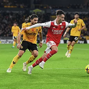 Fabio Vieira vs. Ruben Neves: Battle in the Midfield - Wolverhampton Wanderers vs. Arsenal FC, Premier League 2022-23