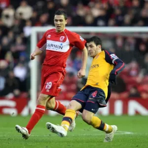 Fabregas vs. Downing: 1:1 Stalemate in the Barclays Premier League at Riverside Stadium, December 2008 Fabregas vs. Downing: 1:1 Stalemate in the Barclays Premier League at Riverside Stadium, December 2008