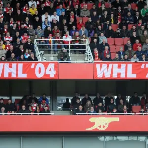 Fans banners in the stadium. Arsenal 2: 0 Wolverhampton Wanderers. Barclays Premier League