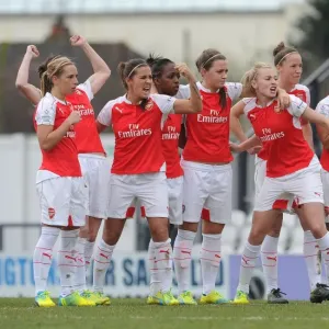 Fara Williams and Leah Williamson celebrate during a penalty shoot out, Print