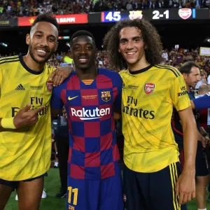 FC Barcelona vs. Arsenal: Aubameyang and Guendouzi Meet Dembele Post-Match