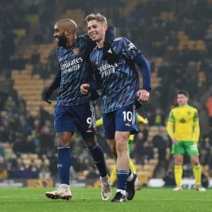 Five-Star Arsenal: Emile Smith Rowe and Alexandre Lacazette Celebrate Goals Against Norwich City Five-Star Arsenal: Emile Smith Rowe and Alexandre Lacazette Celebrate Goals Against Norwich City