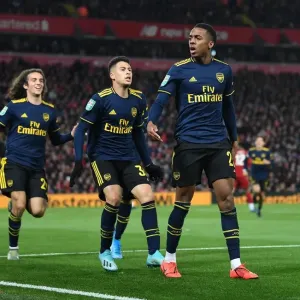 Five-Star Arsenal: Joe Willock and Gabriel Martinelli Celebrate Goals in Carabao Cup Upset at Anfield