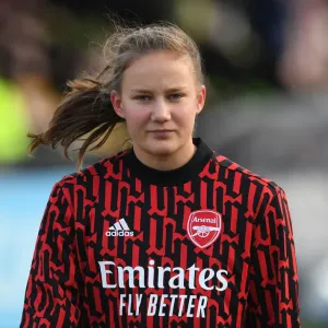 Focused Warm-Up: Malin Gut of Arsenal Prepares for Showdown against Chelsea Women in FA WSL