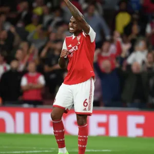 Gabriel in Action: Arsenal vs Aston Villa, 2022-23 Premier League, Emirates Stadium Gabriel in Action: Arsenal vs Aston Villa, 2022-23 Premier League, Emirates Stadium
