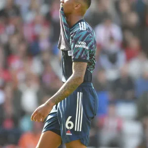 Gabriel of Arsenal in Action against Southampton, Premier League 2021-22