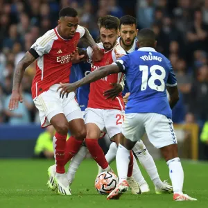 Gabriel and Fabio Vieira vs. Ashley Young: Everton vs. Arsenal, Premier League 2023-24