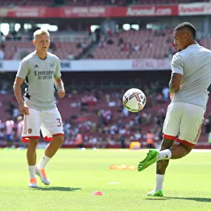 Gabriel Jesus: Arsenal Forward's Intense Warm-Up Ahead of Arsenal vs. Leicester City (2022-23)