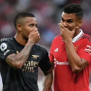 Gabriel Jesus and Casemiro Lock Horns: Manchester United vs. Arsenal, Premier League 2022-23 Gabriel Jesus and Casemiro Lock Horns: Manchester United vs. Arsenal, Premier League 2022-23