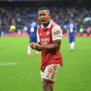 Gabriel Jesus Celebrates Arsenal's Win Over Chelsea in Premier League Showdown (2022-23) Gabriel Jesus Celebrates Arsenal's Win Over Chelsea in Premier League Showdown (2022-23)