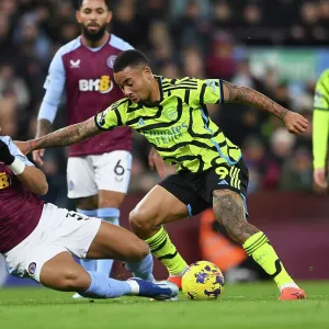Gabriel Jesus vs Diego Carlos: Intense Battle at Villa Park - Aston Villa vs Arsenal FC, Premier League 2023-24 Gabriel Jesus vs Diego Carlos: Intense Battle at Villa Park - Aston Villa vs Arsenal FC, Premier League 2023-24