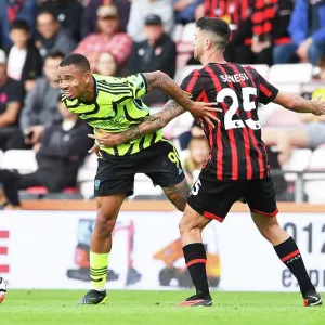 Gabriel Jesus vs Marcos Senesi: Intense Battle in AFC Bournemouth vs Arsenal FC, Premier League 2023-24 Gabriel Jesus vs Marcos Senesi: Intense Battle in AFC Bournemouth vs Arsenal FC, Premier League 2023-24