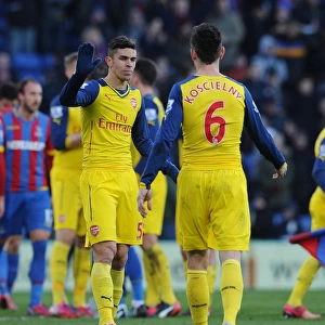 Gabriel and Koscielny Celebrate Arsenal's Victory over Crystal Palace